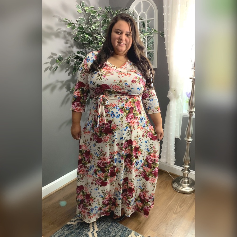 White floral maxi dress